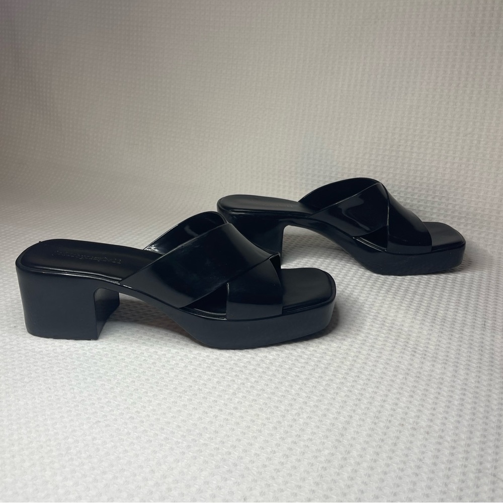 Jeffrey Campbell Black Jelly Platform Slip on Sandals Y2K Size 9